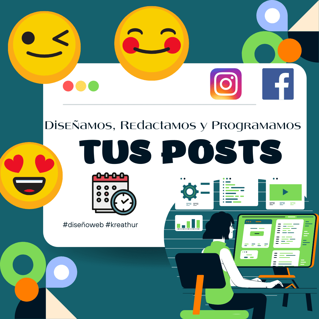 Diseño, Redacción y PROGRAMACIÓN de POSTS en Instagram/Facebook